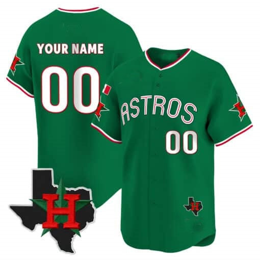 Custom Houston Astros Mexico Texas Patch Vapor Premier Limited Jersey V3 ¨C Green HOLBERT