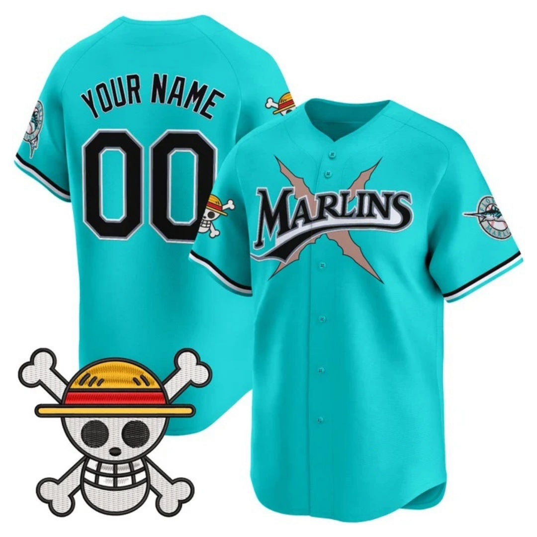 Custom Miami Marlins x One Piece Teal HOLBERT Vapor Premier Limited Jersey - Stitched