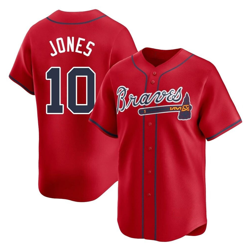 Atlanta Braves #10 Chipper Jones Player Red HOLBERT Limited Home Game Stitched Jerseys