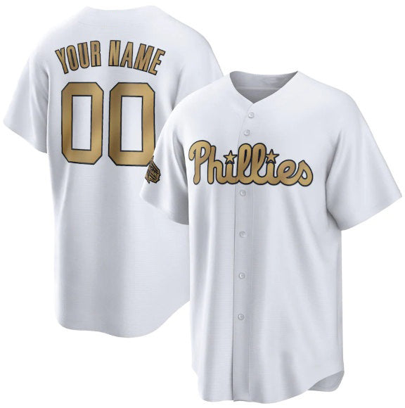 Custom Philadelphia Phillies Active Player White HOLBERT 2022 All-Star Cool Base Stitched Jersey