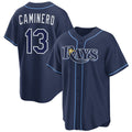 Tampa Bay Rays #13 Junior Caminero Navy HOLBERT Cool Base Stitched Jersey
