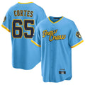 Milwaukee Brewers #65 Nestor Cortes Player Light Blue HOLBERT City Connect Home Game Stitched Jerseys