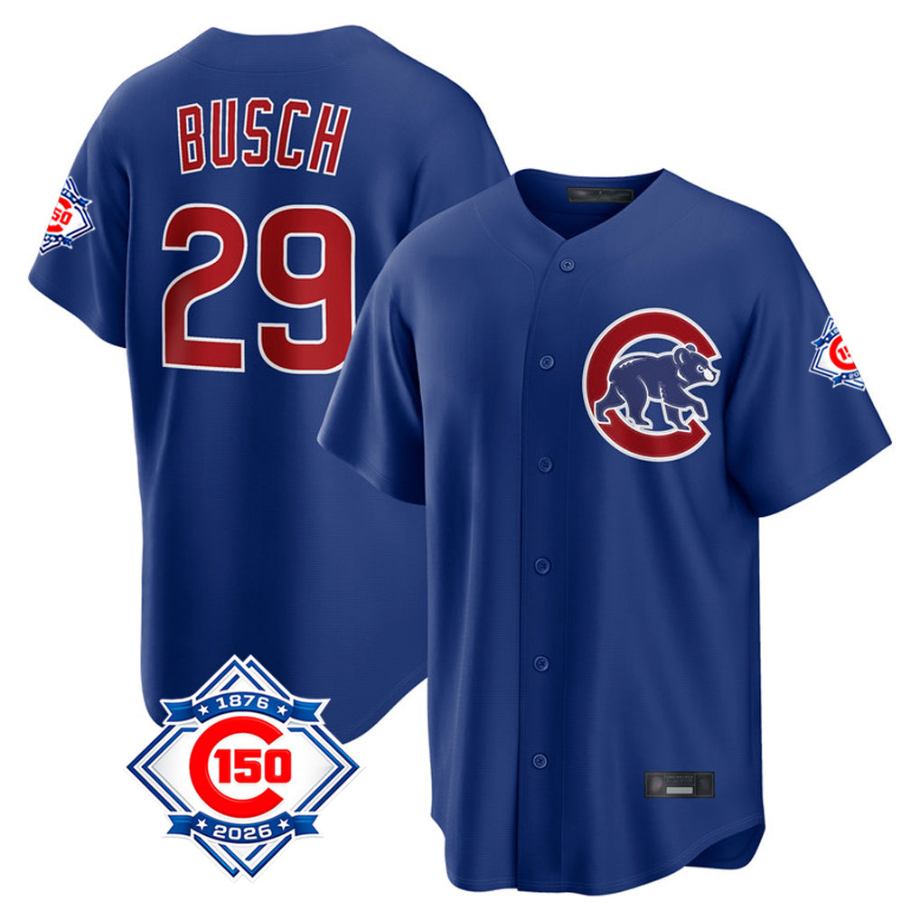 Chicago Cubs #29 Michael Busch Player Royal HOLBERT 150th Anniversary Home Game Stitched Jerseys