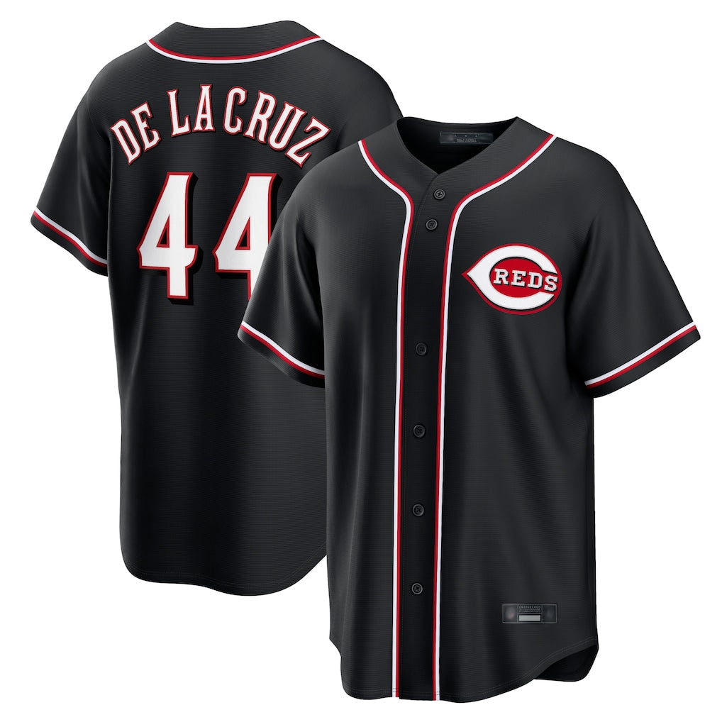 Cincinnati Reds #44 Elly De La Cruz Player Black HOLBERT Fashion Out Home Game Stitched Jerseys