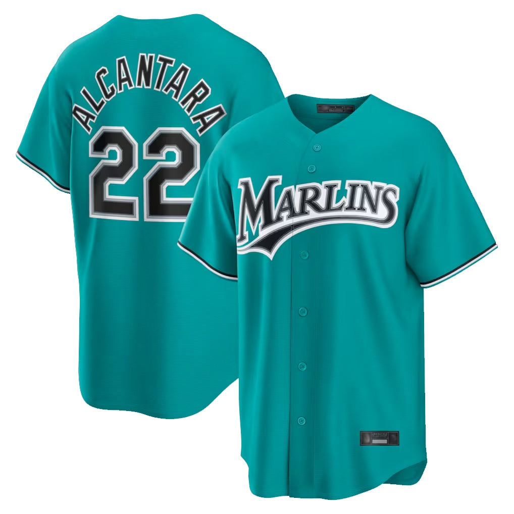 Miami Marlins #22 Sandy Alcantara Player Teal HOLBERT Home Game Stitched Jerseys