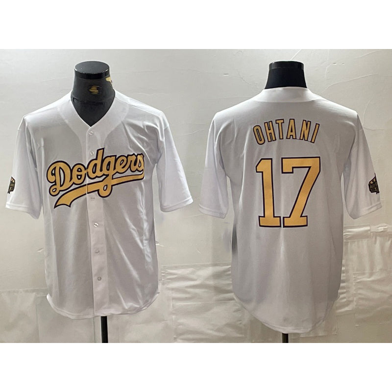 Los Angeles Dodgers #17 Shohei Ohtani White HOLBERT 2022 All Star Stitched Cool Base Jersey