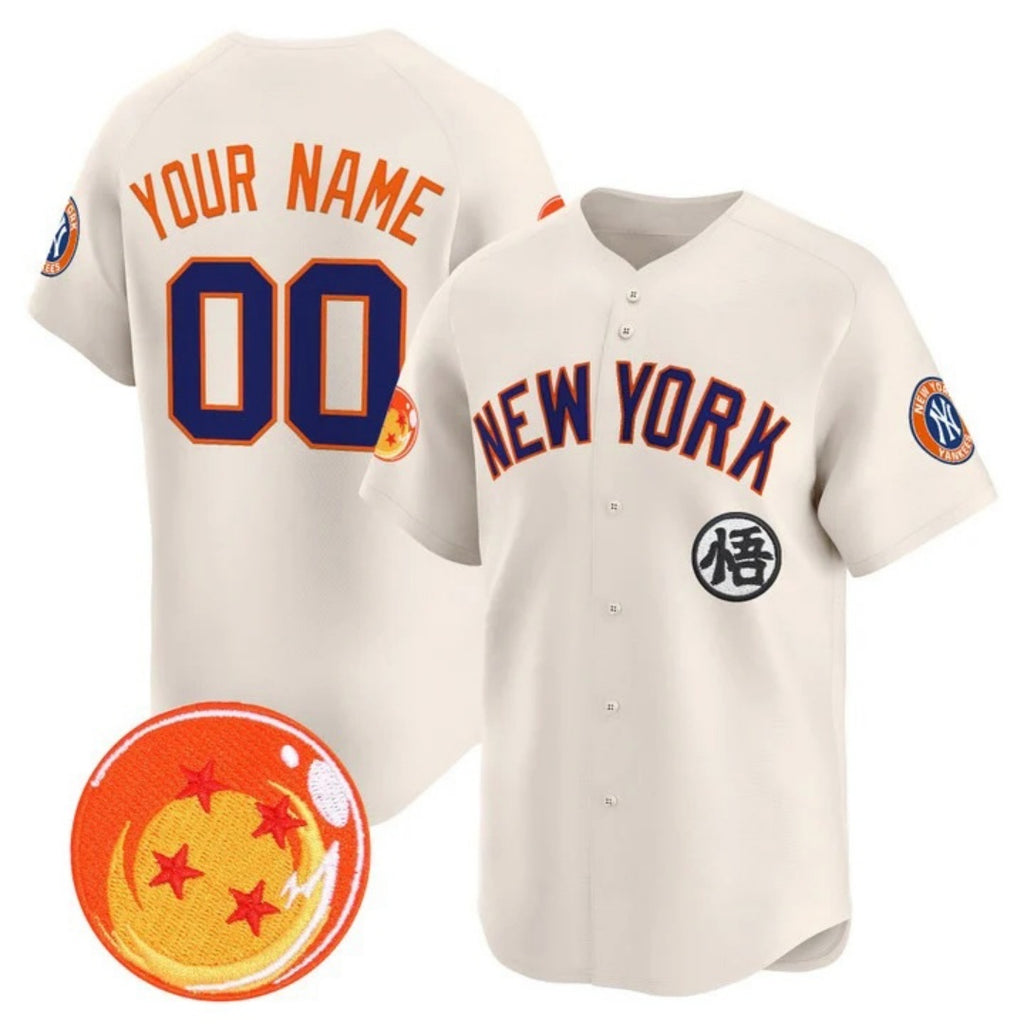 Custom New York Yankees x Dragon Ball Cream HOLBERT Vapor Premier Limited Jersey - All Stitched