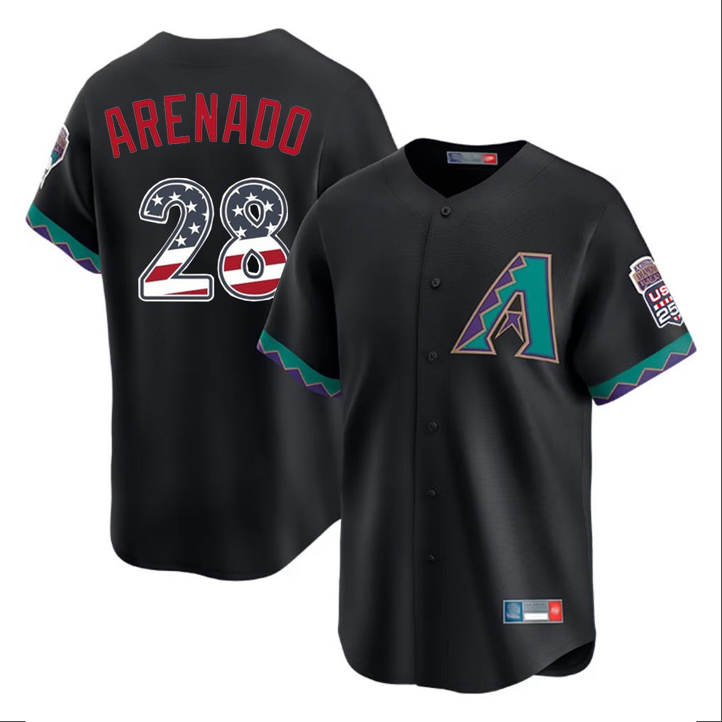 Arizona Diamondbacks #28 Nolan Arenado Player Black HOLBERT USA 250 Fourth of July Home Game Stitched Jerseys