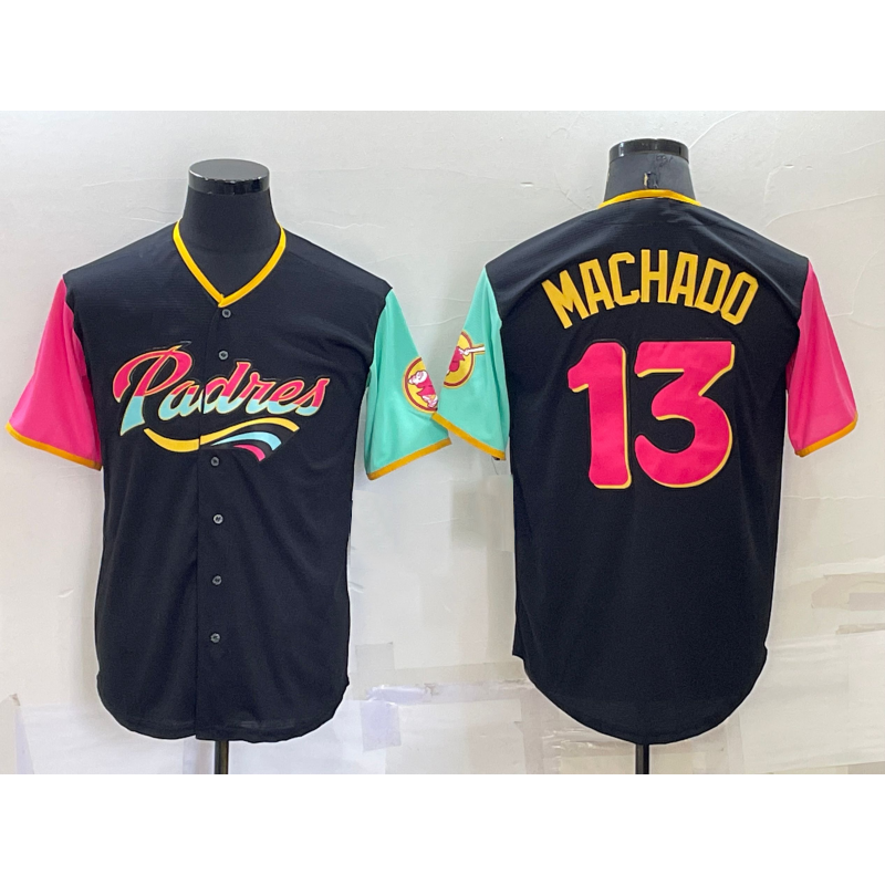 San Diego Padres #13 Manny Machado Black HOLBERT 2022 City Connect Cool Base Stitched Jersey