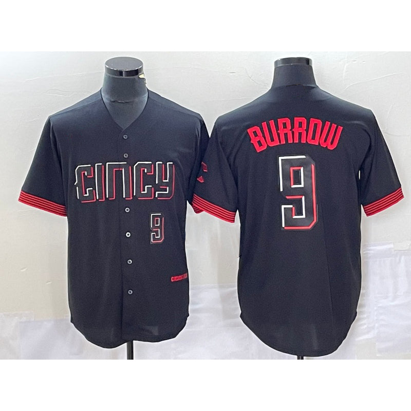 Cincinnati Reds #9 Joe Burrow Number Black HOLBERT 2023 City Connect Cool Base Stitched Jersey