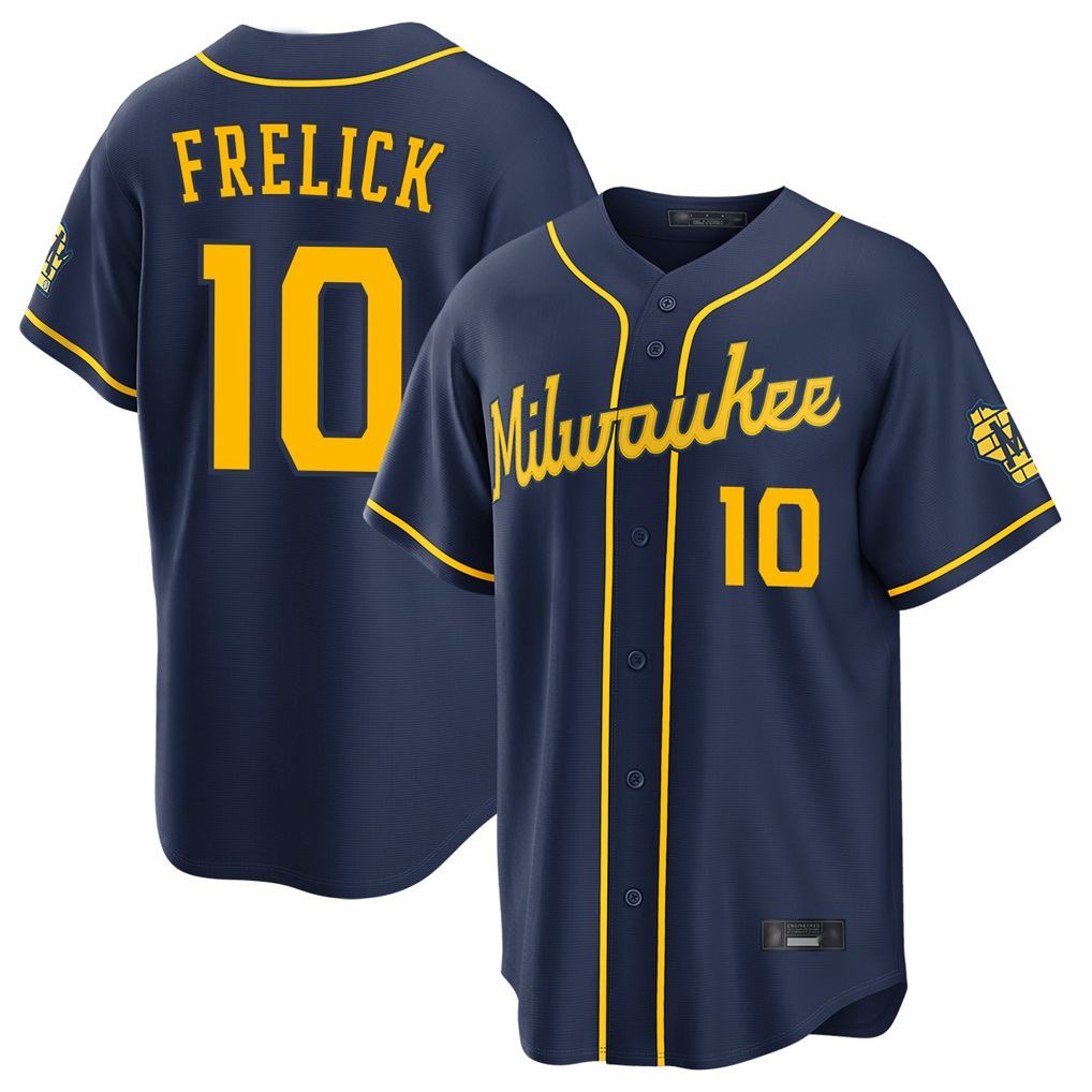 Milwaukee Brewers #10 Sal Frelick Player Navy HOLBERT Home Stadium Game Stitched Jerseys