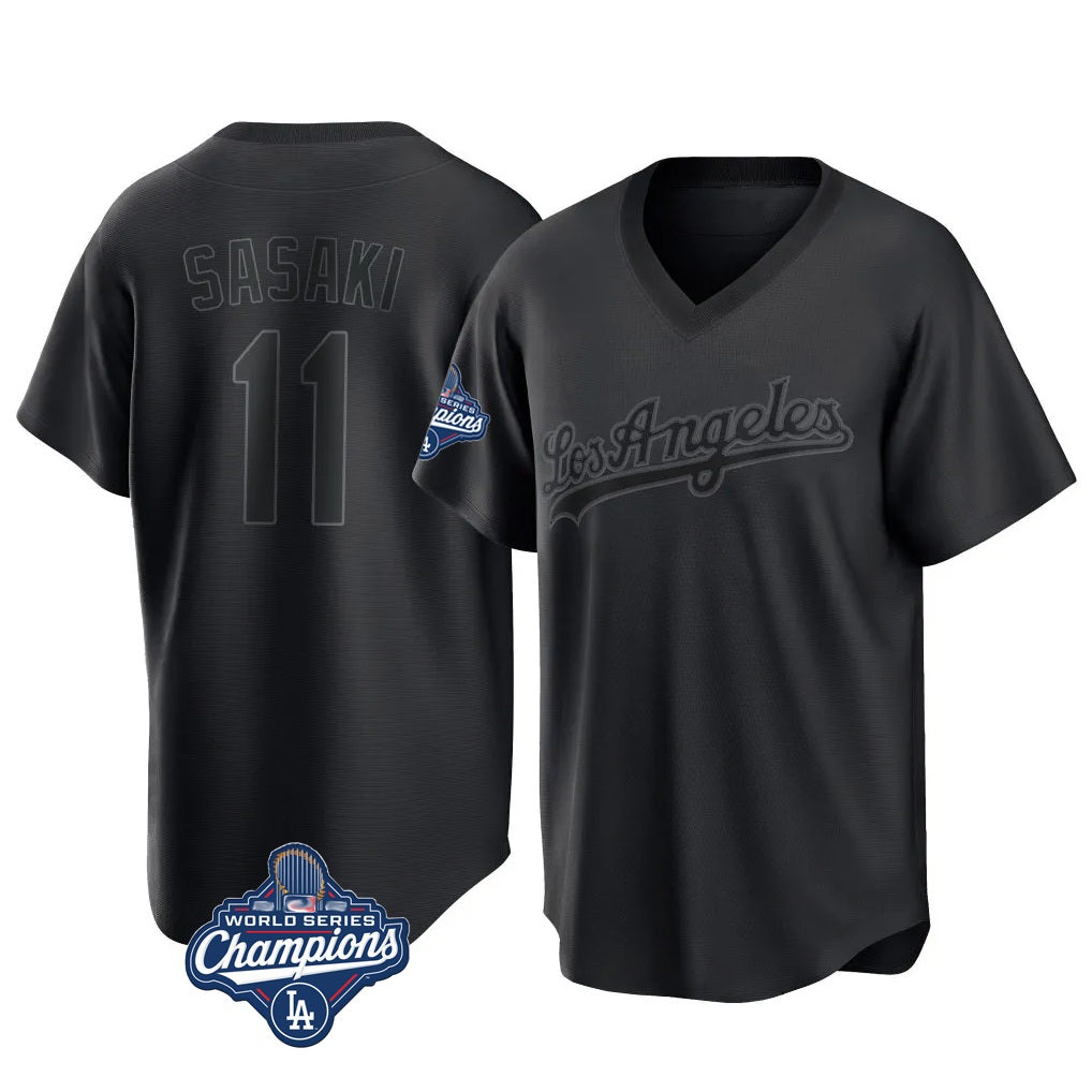 Los Angeles Dodgers #11 Roki Sasaki Player Black HOLBERT World Series Meet Pitch Fashion T-shirt Stitched Jerseys