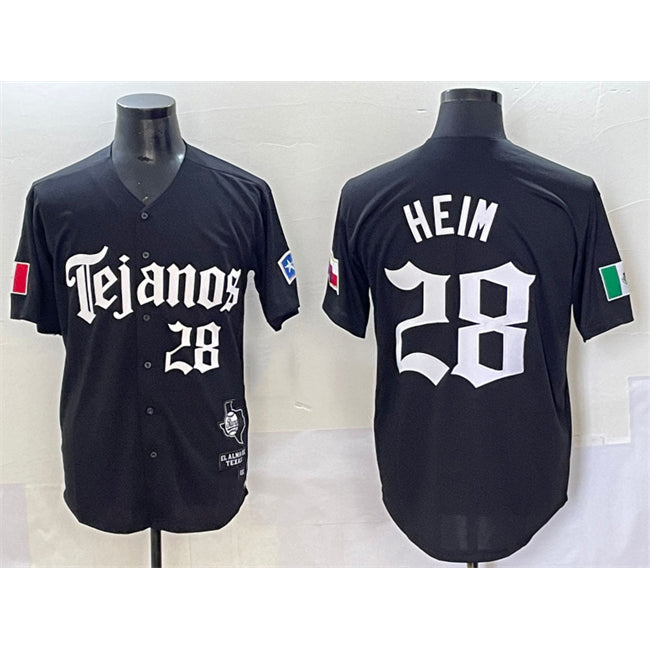 Texas Rangers #28 Jonah Heim Black HOLBERT Gothic Mexico 2025 Vapor Premier Limited Stitched Jersey