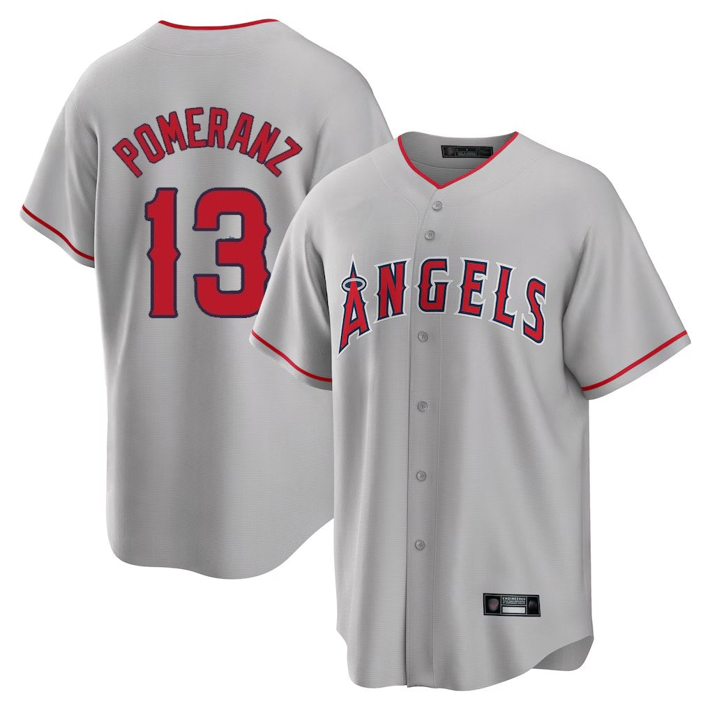 Los Angeles Angels #13 Drew Pomeranz Player Gray HOLBERT Home Game Stitched Jerseys