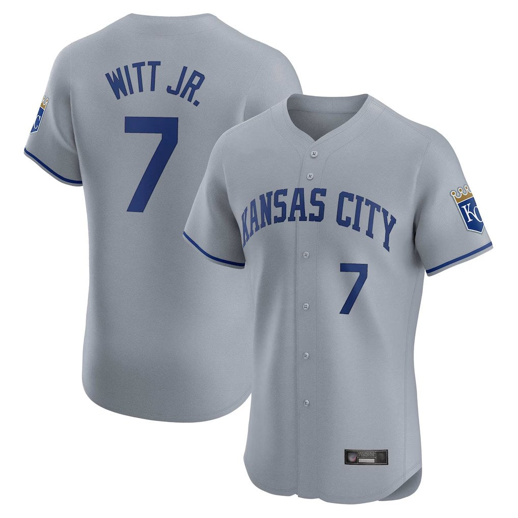 Kansas City Royals #7 Bobby Witt Jr. Player Gray HOLBERT Limited Elite Home Stitched Jerseys