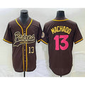 San Diego Padres #13 Manny Machado Number Brown HOLBERT NEW 2023 City Connect Cool Base Stitched Jersey