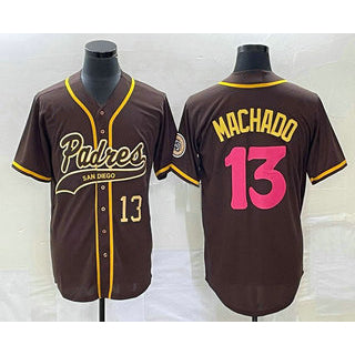 San Diego Padres #13 Manny Machado Number Brown HOLBERT NEW 2023 City Connect Cool Base Stitched Jersey