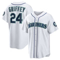 Seattle Mariners #24 Ken Griffey Jr. White HOLBERT Home Replica Jersey