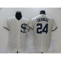 Chicago White Sox #24 Yasmani Grandal 2021 Cream HOLBERT Navy Field of Dreams Name Flex Base Stitched Jersey