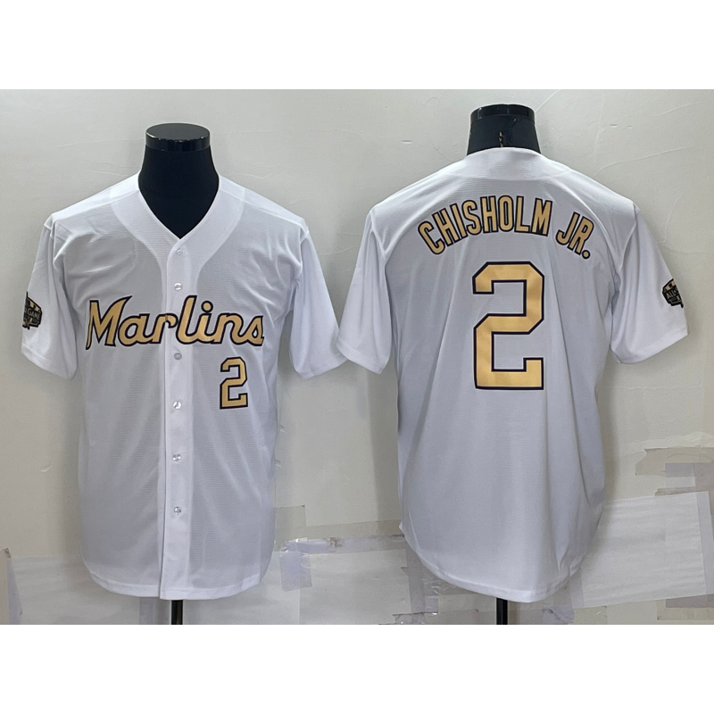Miami Marlins #2 Jazz Chisholm Jr Number White HOLBERT 2022 All Star Stitched Cool Base Jersey