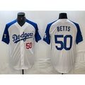 Los Angeles Dodgers #50 Mookie Betts Number White Blue HOLBERT Fashion Stitched Cool Base Limited Jerseys