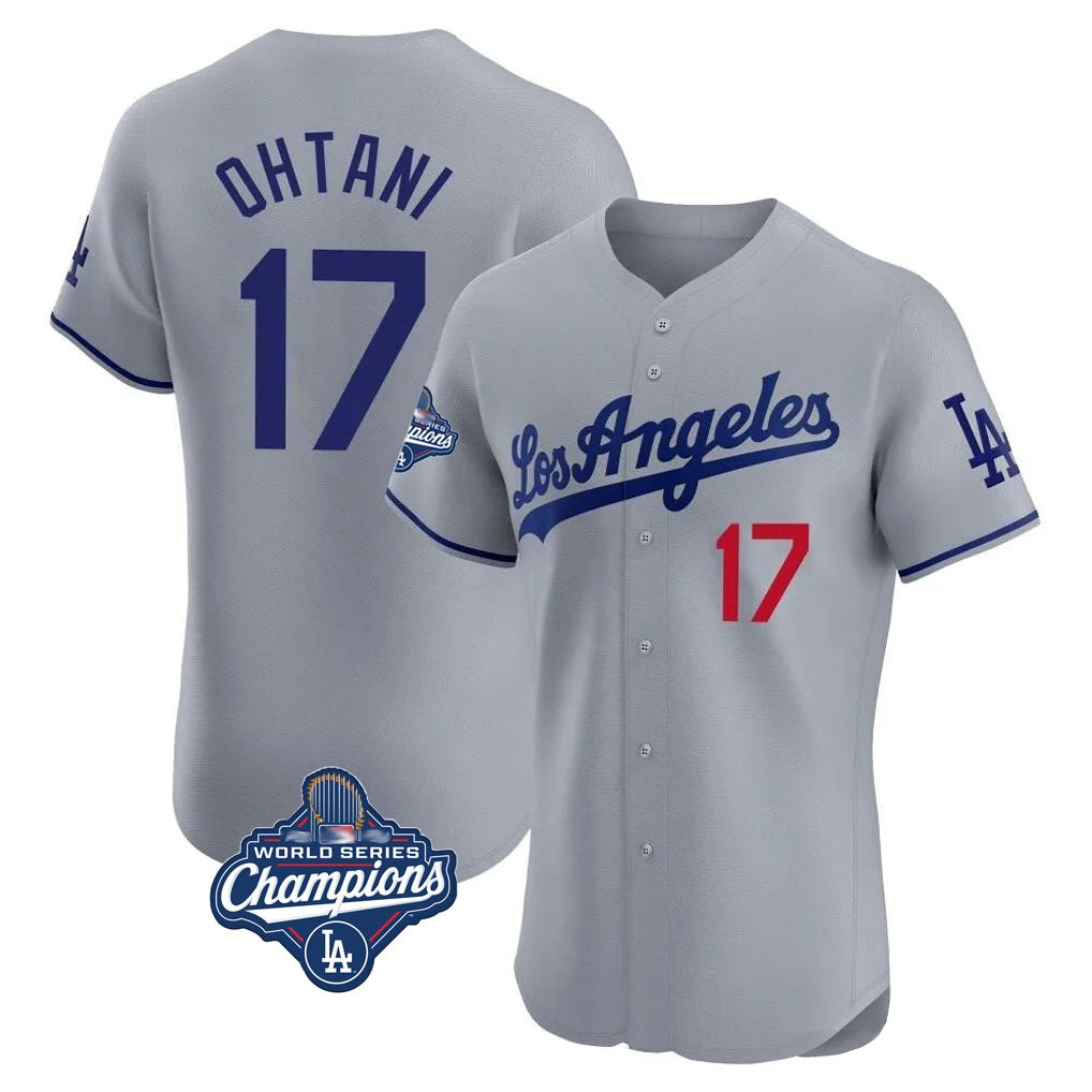 Los Angeles Dodgers #17 Shohei Ohtani Player Gray HOLBERT World Series Meet Limited Elite Home Stitched Jerseys
