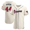 Atlanta Braves #44 Hank Aaron Player Cream HOLBERT Limited Elite Home Game Stitched Jerseys
