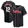 Philadelphia Phillies #12 Kyle Schwarber Fashion Black HOLBERT Out Stitched Jersey