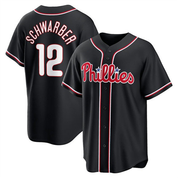 Philadelphia Phillies #12 Kyle Schwarber Fashion Black HOLBERT Out Stitched Jersey