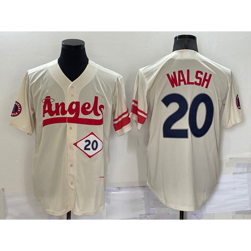 Los Angeles Angels #20 Jared Walsh Number Cream HOLBERT 2022 City Connect Cool Base Stitched Jersey