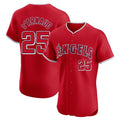 Los Angeles Angels #25 Travis d'Arnaud Player Red HOLBERT Home Limited Elite Stitched Jerseys