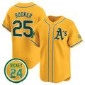 Oakland Athletics #25 Brent Rooker Yellow HOLBERT 2024 Limited With Rickey Henderson Patch Stitched Jersey