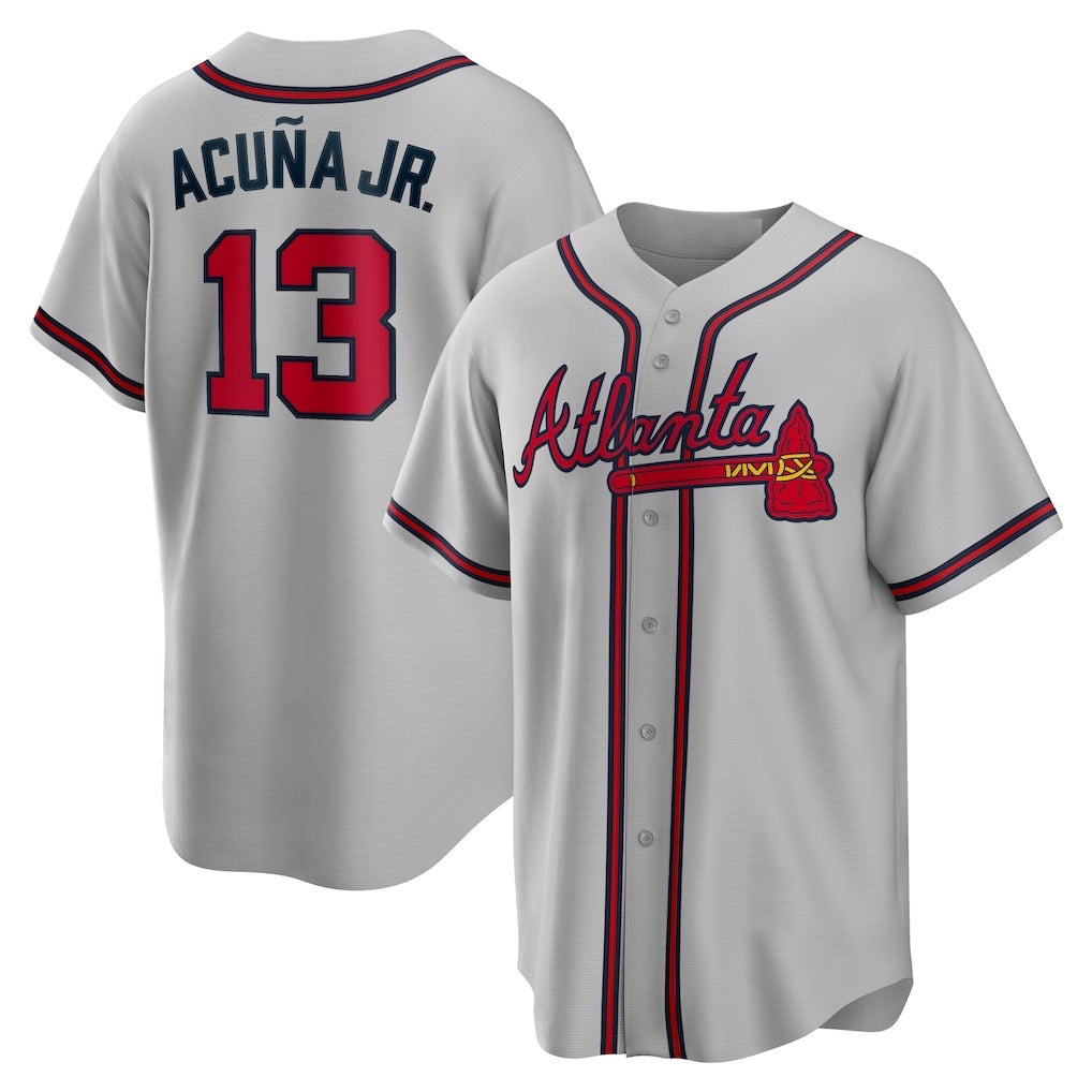 Atlanta Braves #13 Ronald Acuna Jr. Gray HOLBERT Road Replica Player Name Jersey