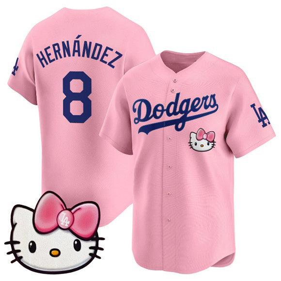 Los Angeles Dodgers #8 Enrique Hernandez Pink HOLBERT 2025 Hello Kitty Vapor Limited Stitched Jersey