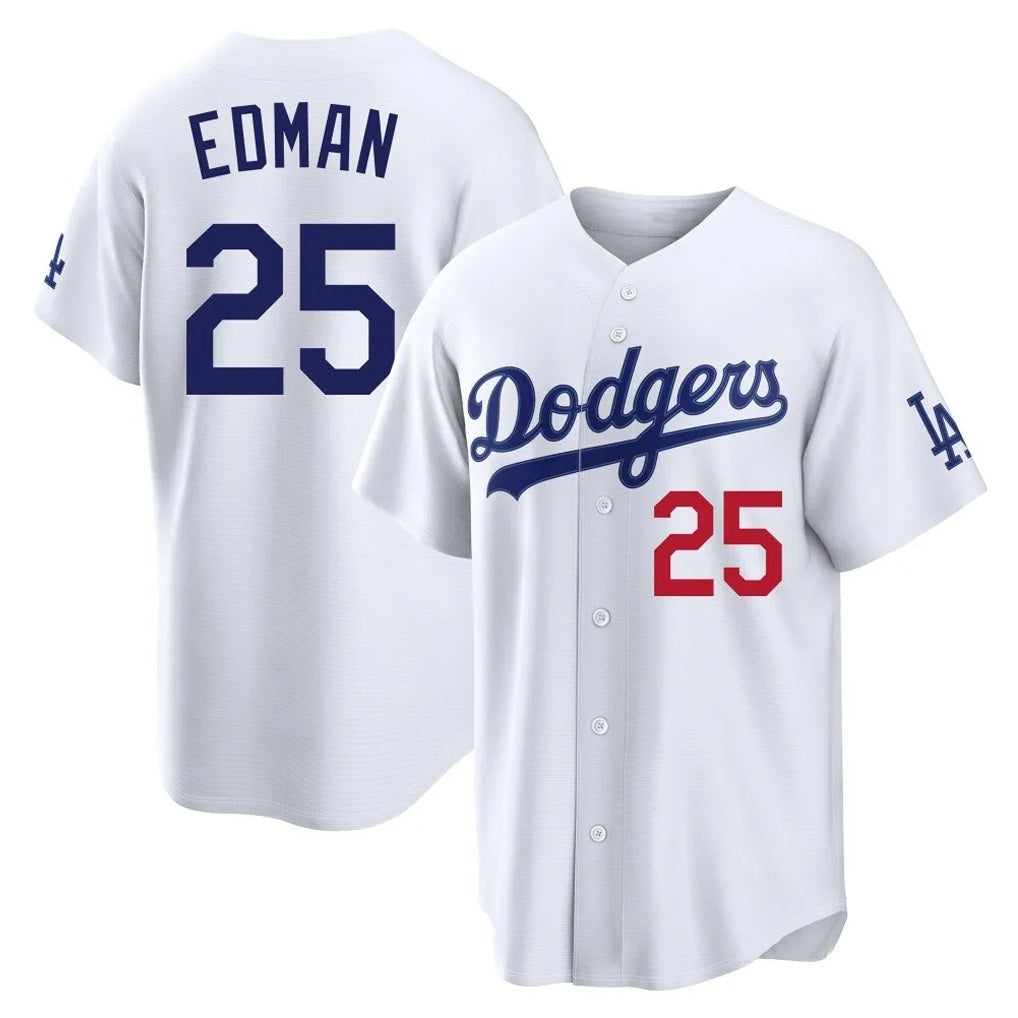 Los Angeles Dodgers #25 Tommy Edman Player White HOLBERT Home Game Stitched Jerseys