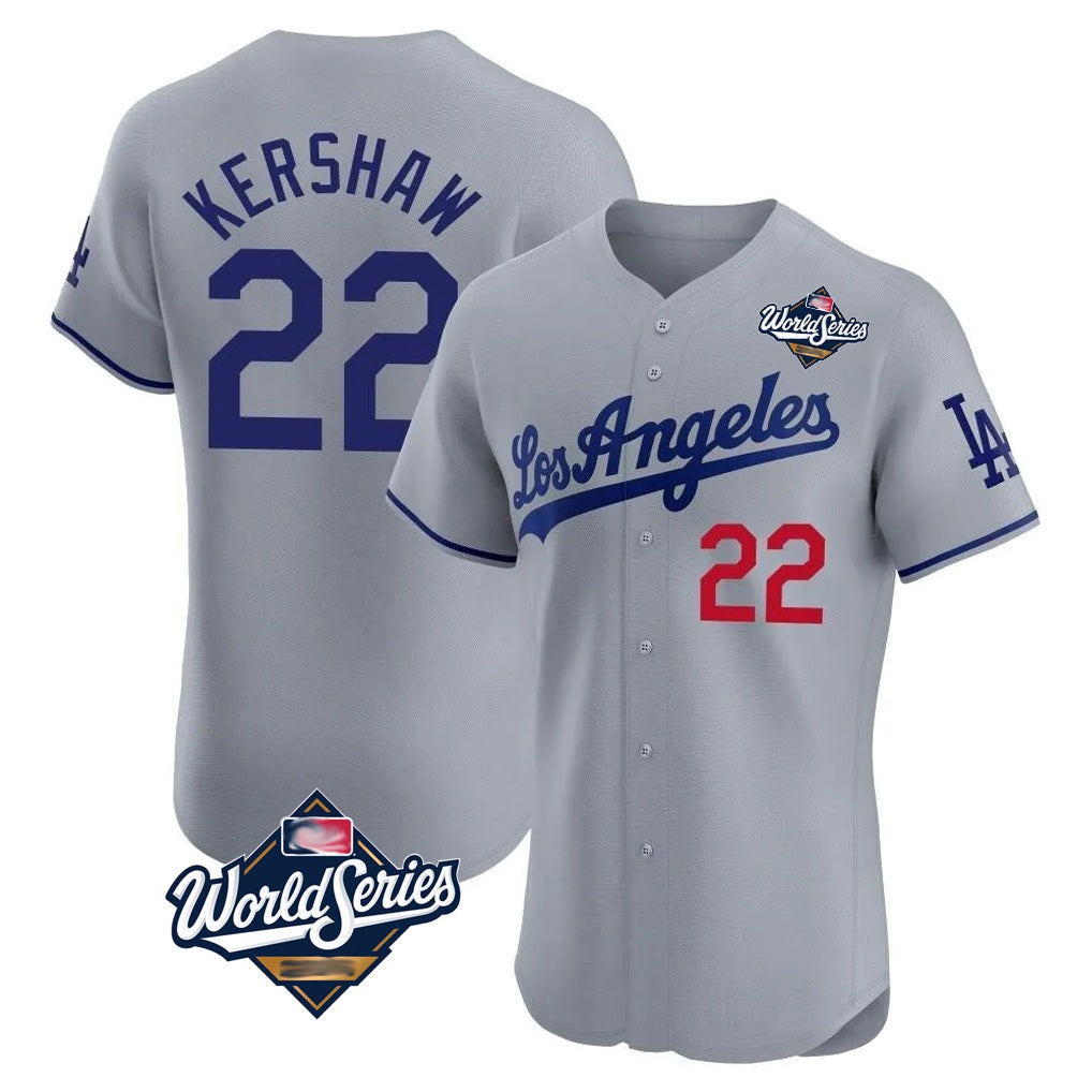 Los Angeles Dodgers #22 Clayton Kershaw Player Gray HOLBERT World Series Limited Elite Home Stitched Jerseys