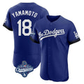 Los Angeles Dodgers #18 Yoshinobu Yamamoto Player Royal HOLBERT World Series Meet City Connect Elite Home Stitched Jerseys