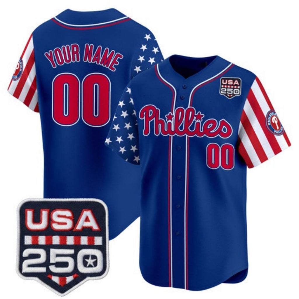 Custom Philadelphia Phillies America 250 Edition Vapor Premier Limited Royal HOLBERT Stitched Jerseys