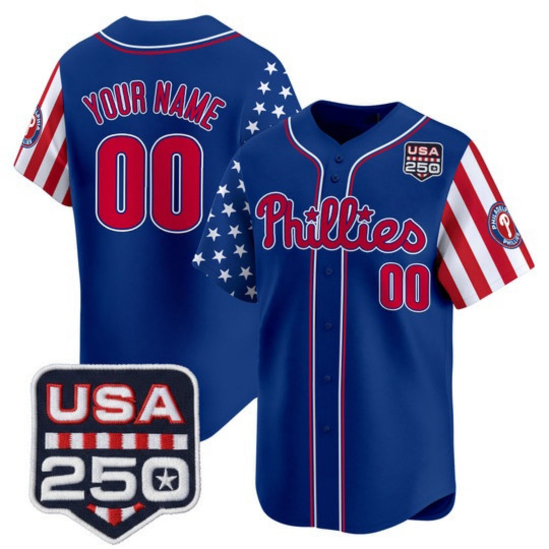 Custom Philadelphia Phillies America 250 Edition Vapor Premier Limited Royal HOLBERT Stitched Jerseys