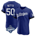 Los Angeles Dodgers #50 Mookie Betts Player Royal HOLBERT World Series Meet City Connect Elite Home Stitched Jerseys