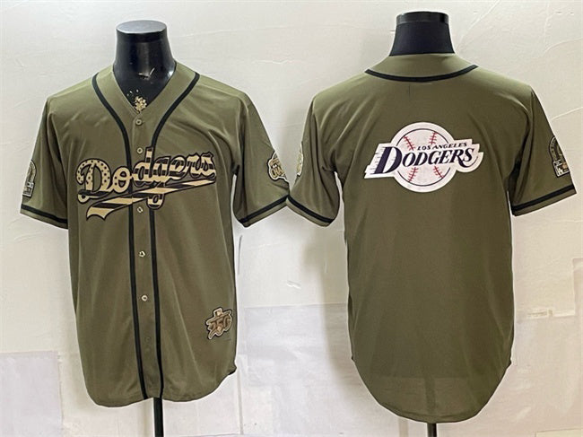 Los Angeles Dodgers Team Big Logo Olive HOLBERT 2026 Armed Forces Day Stitched Jersey