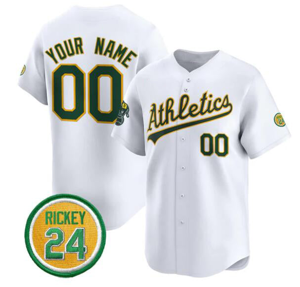 Custom Oakland Athletics Active Player White HOLBERT Rickey Henderson Patch Vapor Premier Limited Stitched Jersey