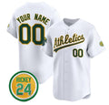 Custom Oakland Athletics Active Player White HOLBERT Rickey Henderson Patch Vapor Premier Limited Stitched Jersey