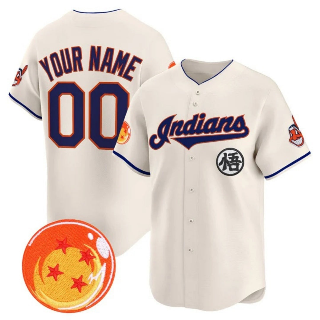 Custom Cleveland Indians x Dragon Ball Cream HOLBERT Vapor Premier Limited Jersey - All Stitched