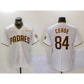 San Diego Padres #84 Dylan Cease White HOLBERT Team Logo With PS Patch Stitched Cool Base Jersey