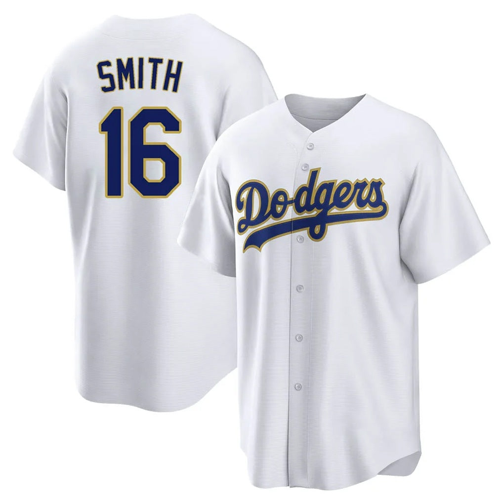 Los Angeles Dodgers #16 Will Smith Player Gold White HOLBERT 2026 Collection Stadium Game Stitched Jerseys