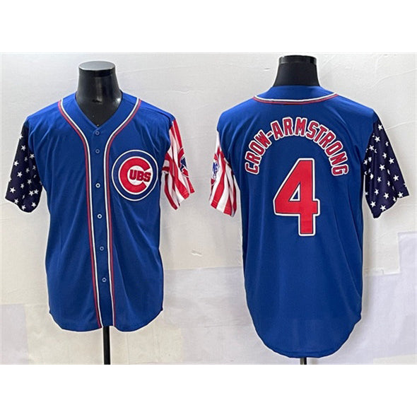 Chicago Cubs #4 Pete Crow-Armstrong Royal HOLBERT 2025 Independence Day Vapor Premier Limited Stitched Jersey
