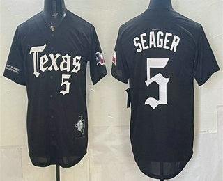 Texas Rangers #5 Corey Seager Black HOLBERT Gothic Mexico 2025 Vapor Premier Limited Jersey