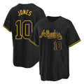 Atlanta Braves #10 Chipper Jones Player Black HOLBERT Snake Skin City Home Game Stitched Jerseys