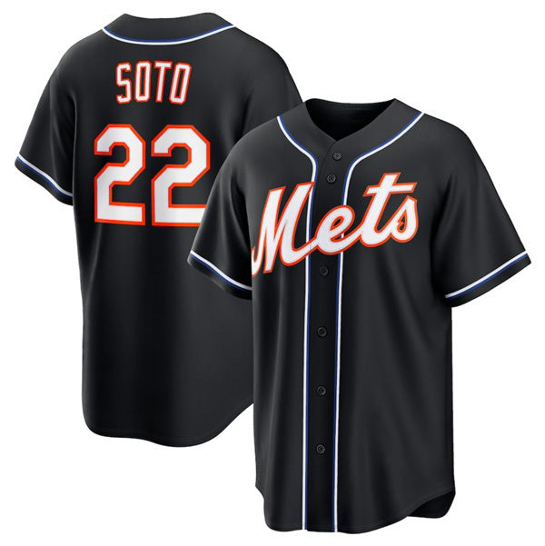 New York Mets #22 Juan Soto 2026 Black HOLBERT Out Stitched Jersey